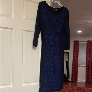 Navy and Black Long Sleeve Sweater Dress